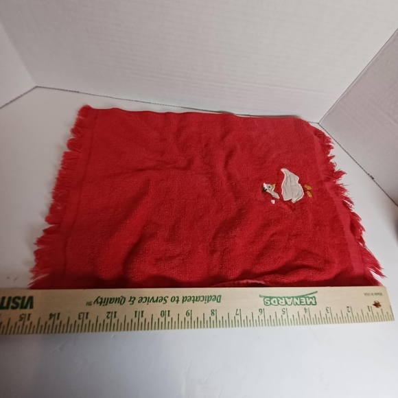 2 Vtg Christmas Royal Terry Kitchen Towels USA Christmas Goose and Tree Wht/Red - Picture 3 of 5